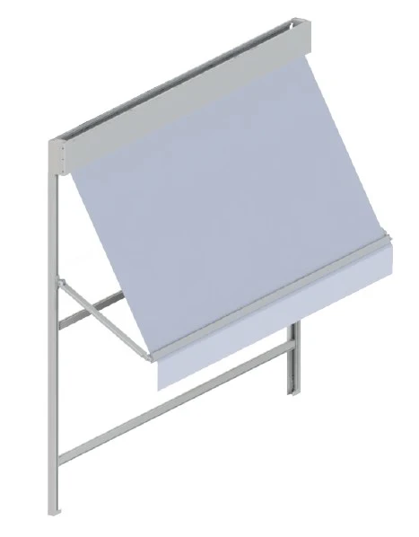 Tenda a caduta da balcone con sgancio automatico. Assemblata con due rulli avvolgitori che permettono l’utilizzo di due differenti teli: estivo e invernale